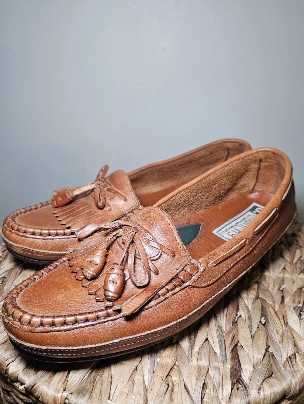 Brown Leather Tassel Loafers Mens Size 10 Driving Shoes Classic Preppy